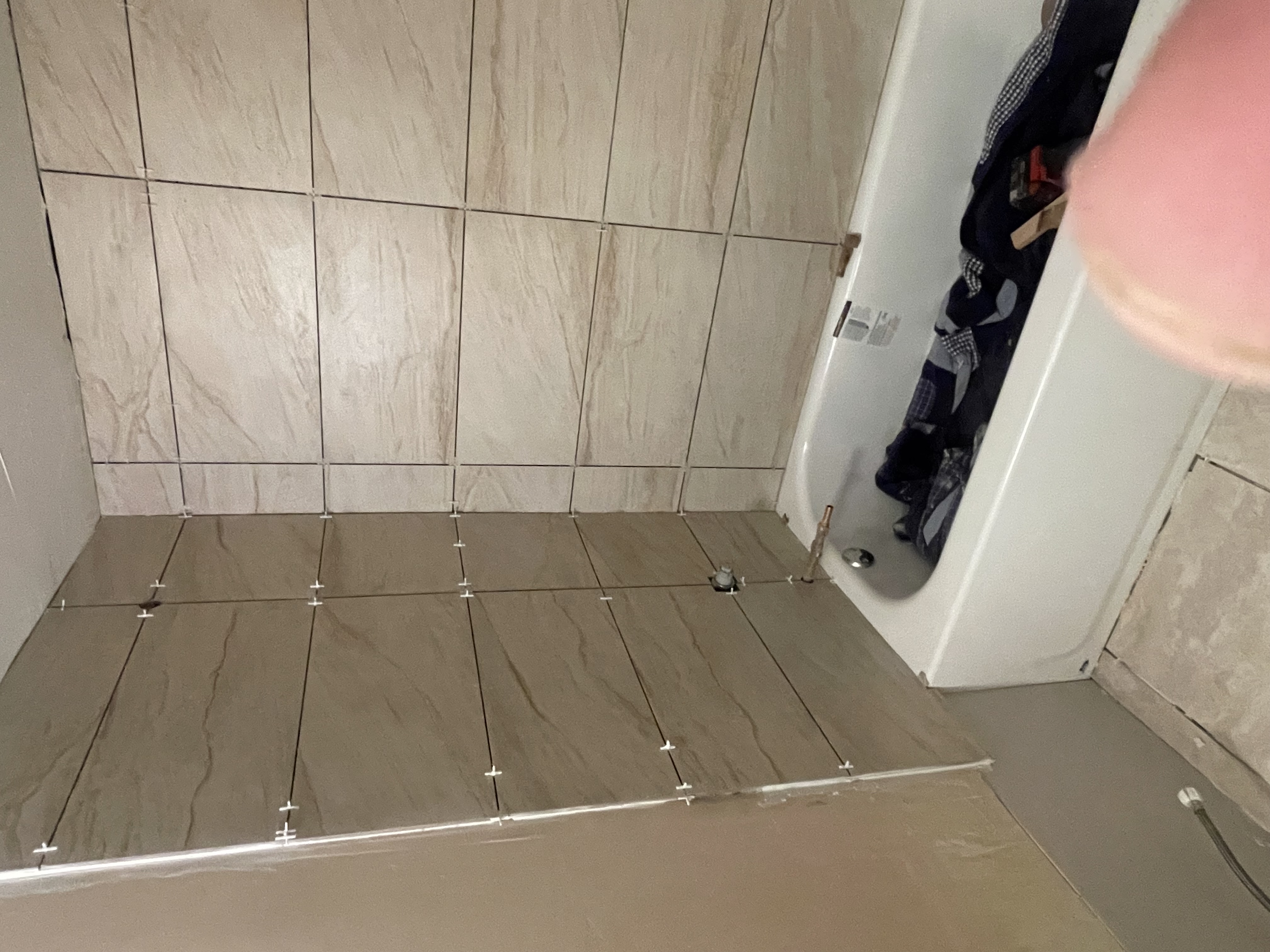 Bathroom renovation installation progress