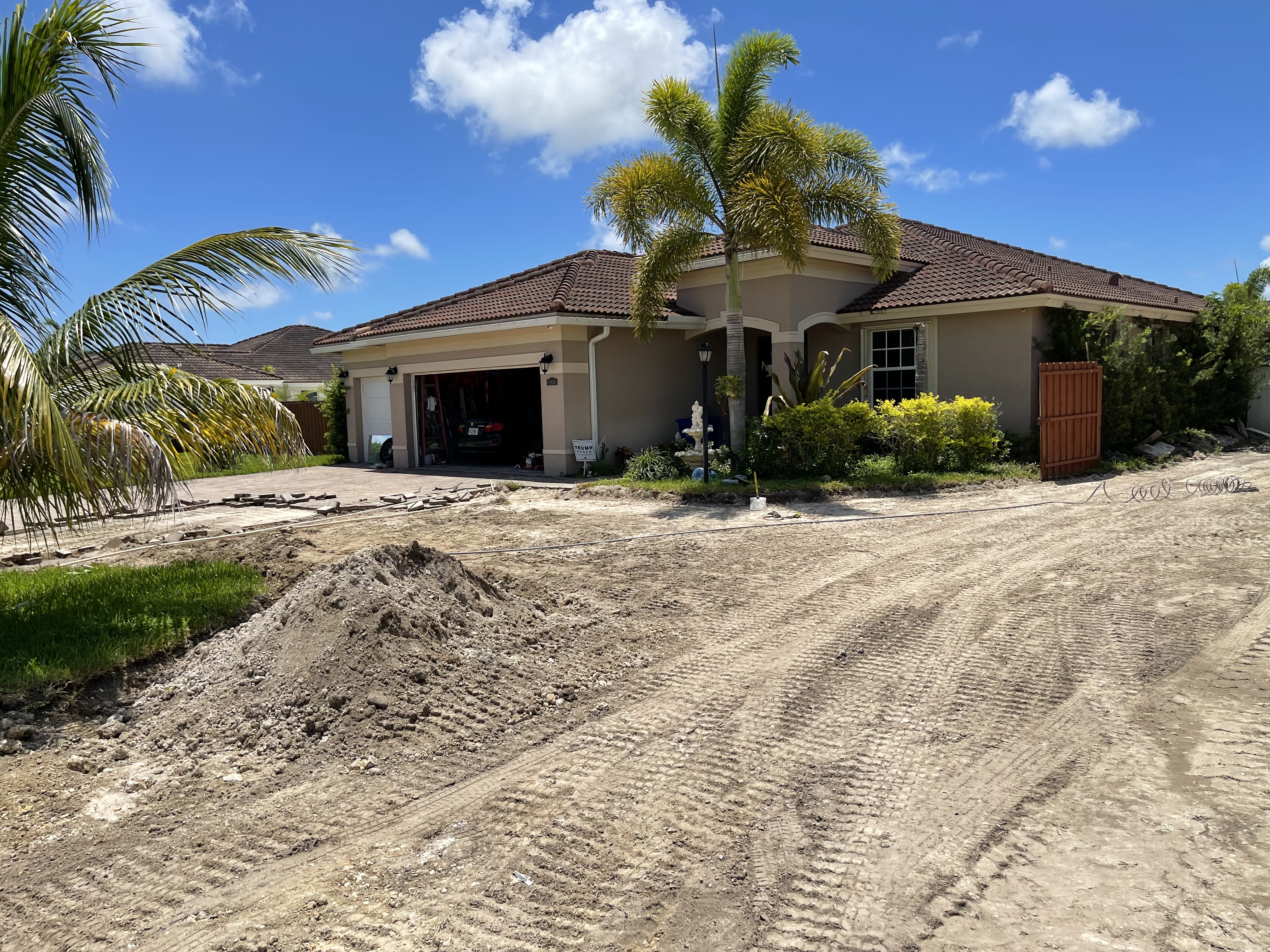 Driveway site prepared for concrete installation