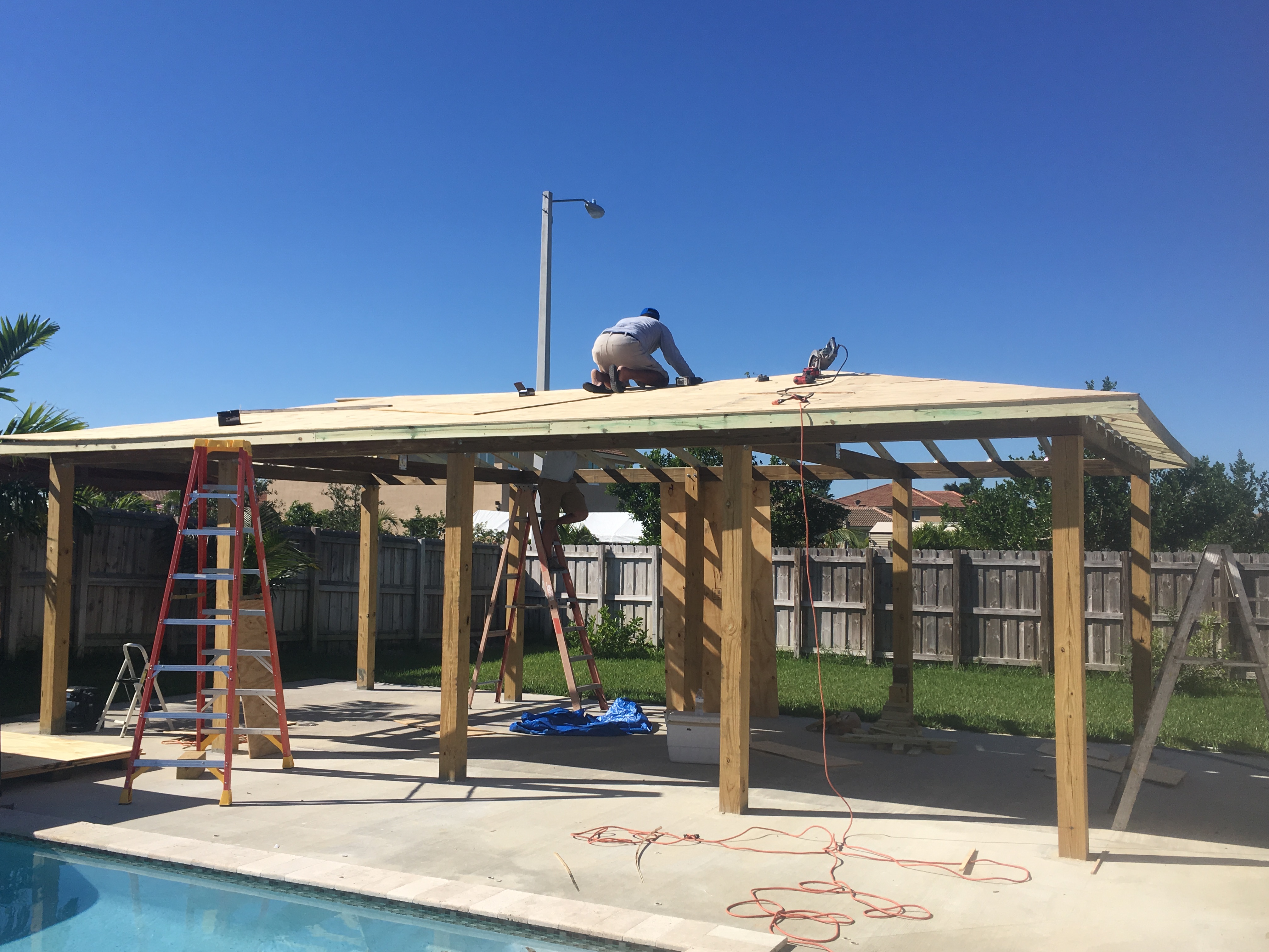 Gazebo roof construction progress